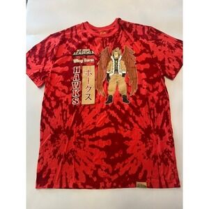 CultureFly My Hero Academia Hawks T-Shirt Unisex Large Red‎ Excellent Tie Dye
